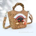 Bolsa balde de nicho estilo étnico com lindas decorações de boneca